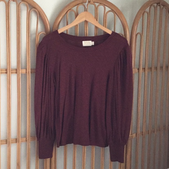 Anthropologie Nation LTD maroon smocked peasant tee size medium - Picture 1 of 5